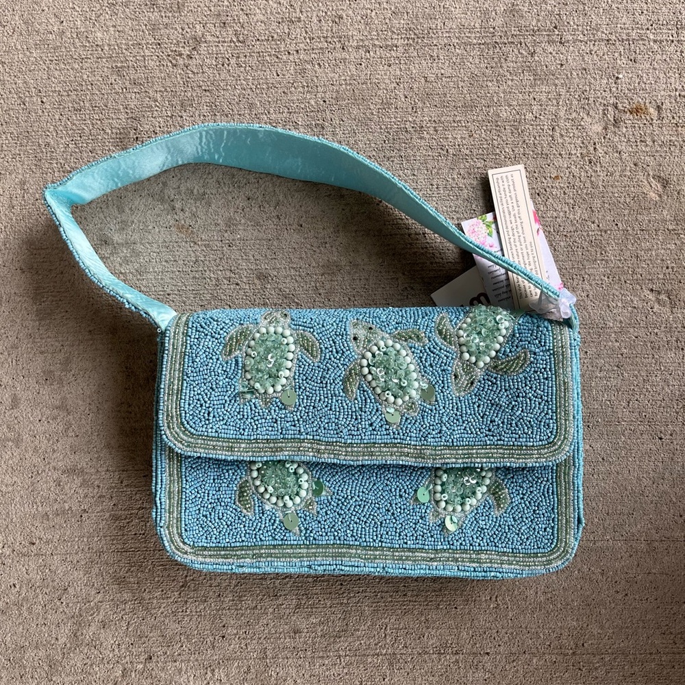 Viral TJ Maxx Marshalls sea turtle beaded bag purse blue green